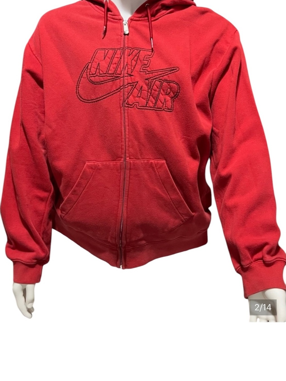 Nike Red Mens Zip-Up Hoodie with Embroidered Nike Air
